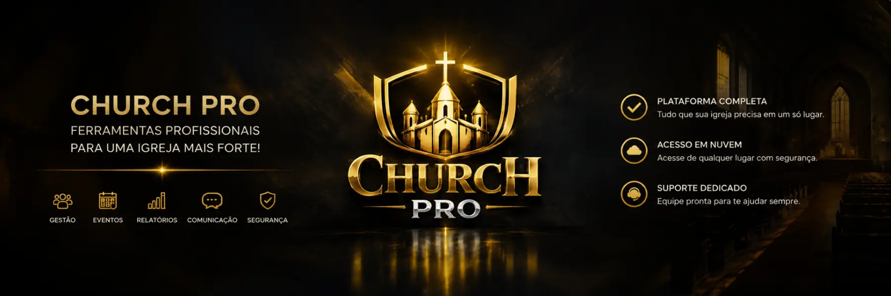 Peça real de apresentação da plataforma Church Pro